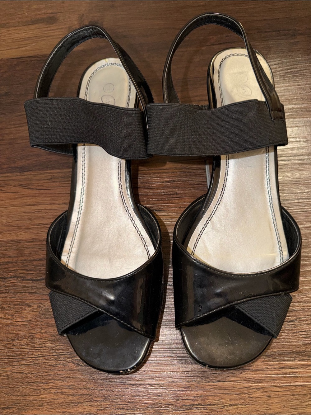 Black Women's Slingback Patent Leather Sandal - Classic Open Toe size 10w